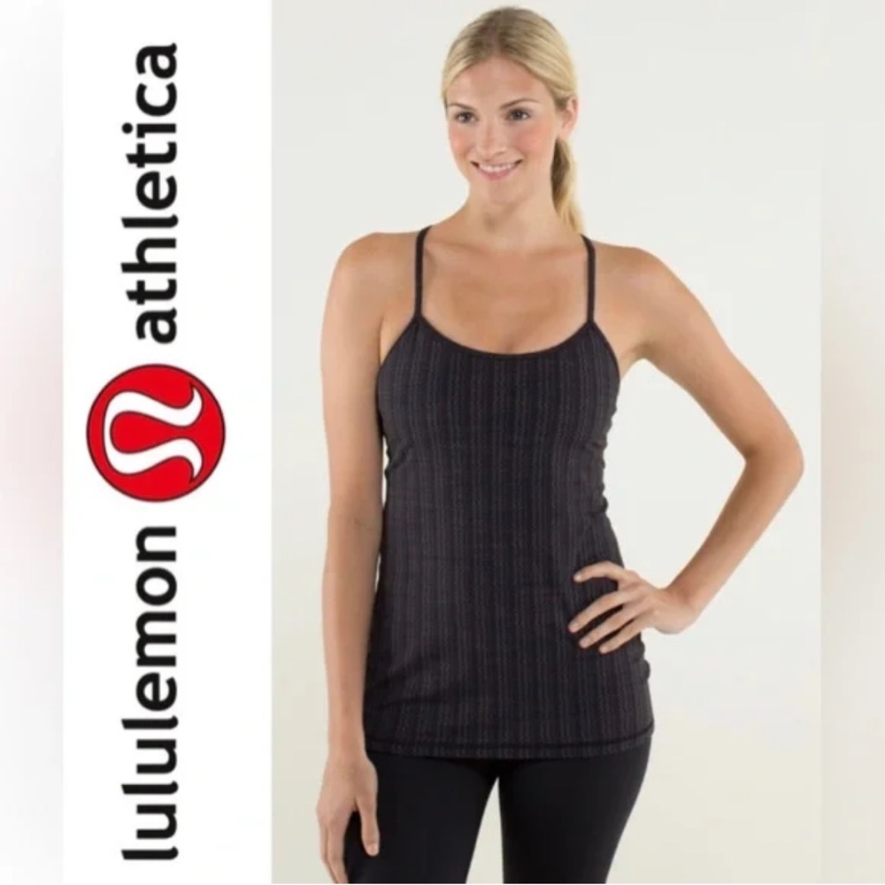 Lululemon Athletica Black Ribbed Fitted Power Y Tank Top